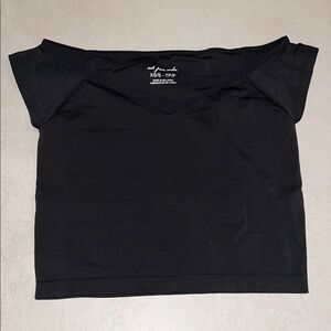 UO Out from Under XS S Black Off-Shoulder Seamless Crop Top